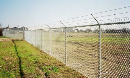 Chain Link with angled barb wire top