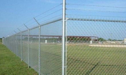 Chain Link with angled barb wire top 3